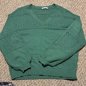 Elegant Forest Green V-Neck Sweater